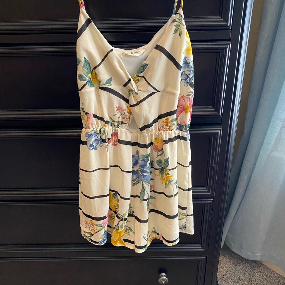 Peach love lined romper with cut out